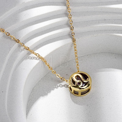 Brass Pave Cubic Zirconia Birth Stone Constellation Pendant Cable Chain Necklaces LS-NJEW-D334-01G-09-1