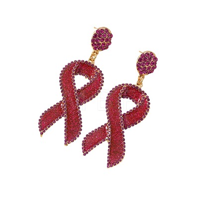 Awareness Ribbon Alloy Rhinestone Dangle Stud Earrings FS-WGFB19B-01-1