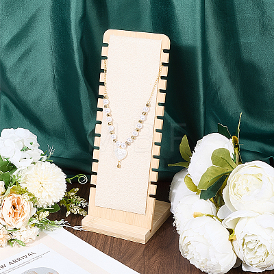 12-Slot Wood Necklaces Organizer Display Stands NDIS-WH20003-01B-1
