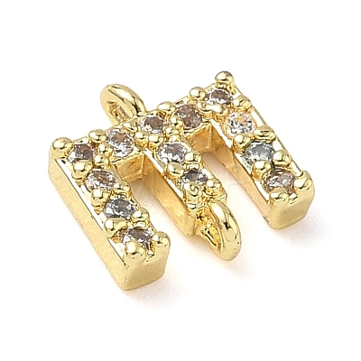 Brass Micro Pave Clear Cubic Zirconia Letter Links Connector Charms KK-I382-07G-E-1