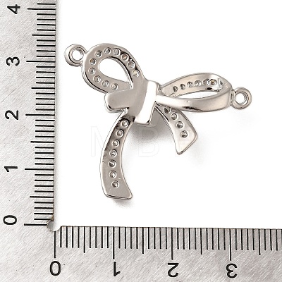 Rack Plating Brass Pave Clear Cubic Zirconia Bowknot Connector Charms KK-I716-28P-1