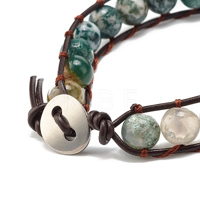 Natural Tree Agate Beaded Bracelet BJEW-JB07146-03-1