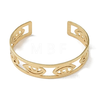 304 Stainless Steel Hollow Eye Open Cuff Bangles for Women BJEW-U002-06G-1