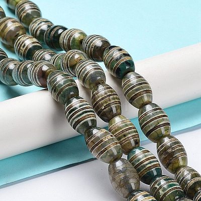 Tibetan Style dZi Beads Strands TDZI-E005-01O-1