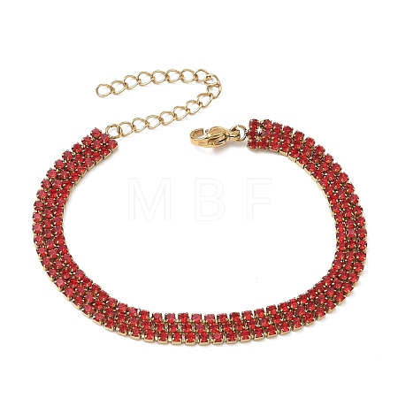 304 Stainless Steel Rhinestone Cup Chain Multi-strand Bracelets for Women BJEW-P376-01G-03A-1