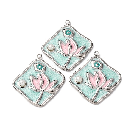 304 Stainless Steel Enamel Pendants STAS-P406-26D-P-1
