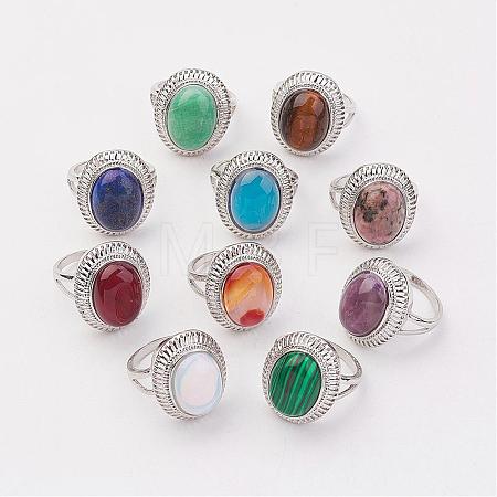 Natural & Synthetic Mixed Stone Finger Rings RJEW-P122-M-1