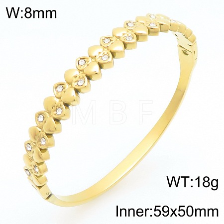 304 Stainless Steel & Crystal Rhinestone Hinged Bangles for Women WGC712A-02-1