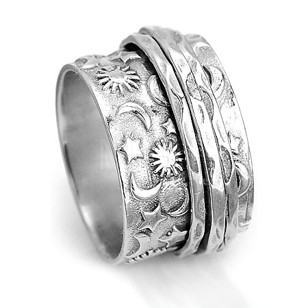 Retro Rotatable 304 Stainless Steel Finger Rings FS-WG84C22-15-1