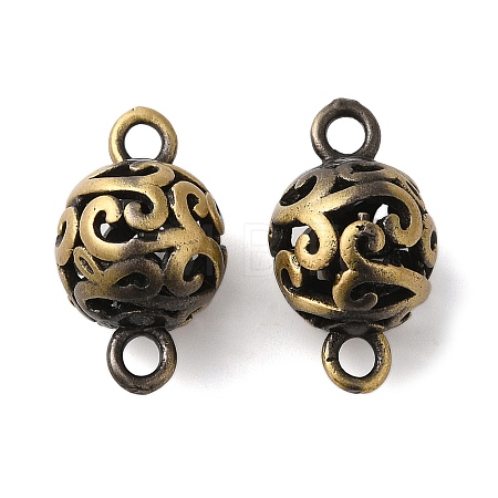 Rack Plating Hollow Brass Round Ball Lins Connector Charms KK-P276-04BAB-1