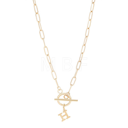 304 Stainless Steel Letter Pendant Necklaces NJEW-LP0001-52H-G-1