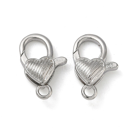 Heart Brass Lobster Claw Clasps KK-H256-03P-03-1