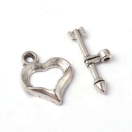 Tibetan Style Alloy Heart Toggle Clasps X-LF1109Y-1