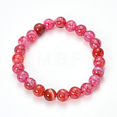 Natural Dragon Veins Agate Beaded Stretch Bracelets X-BJEW-Q692-02B-1