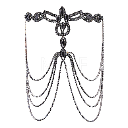 1Pc Brass Rhinestone Multilayer Tassel Masquerade Masks AJEW-FH0009-03-1