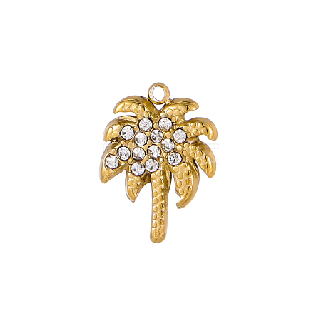 304 Stainless Steel Micro Pave Clear Cubic Zirconia Charms CU-OY001-35G-1