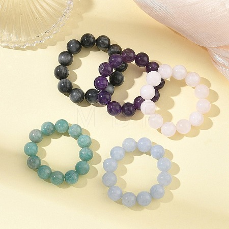 Natural Gemstone Beaded Stretch Bracelets for Children BJEW-JB13698-1