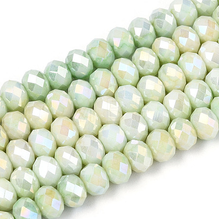 Anti-Tarnish Electroplate Rondelle Glass Beads Strands EGLA-T021-6mm-17-05-1