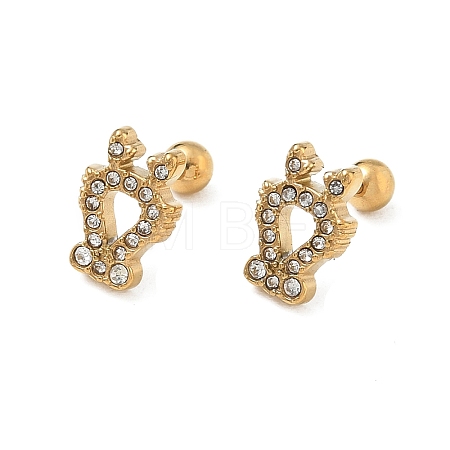 304 Stainless Steel Crystal Rhinestone Animal Cartilage Earrings SA-CBA1F7E-01G-10-1