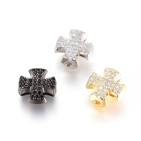 Brass Micro Pave Cubic Zirconia Slide Charms ZIRC-G166-38-1