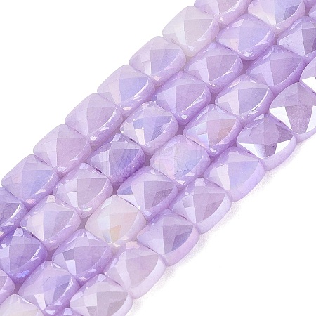 Electroplate Crackle Imitation Jade Glass Beads Strands EGLA-Q135-02A-A02-1
