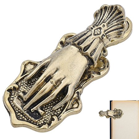 1Pc Alloy Hand Shaped Bookmark Clip AJEW-CP0010-81-1