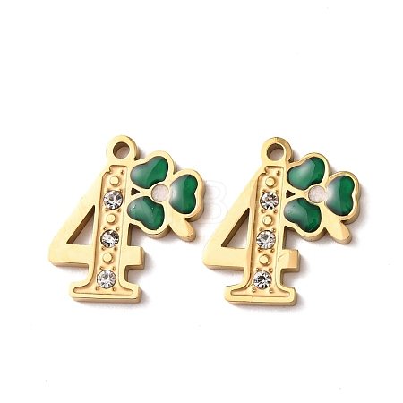 304 Stainless Steel Enamel & Rhinestone Pendants STAS-B130-01G-4-1