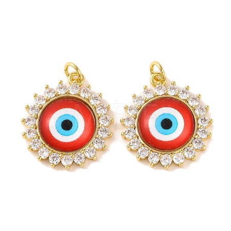 Rack Plating Brass Micro Pave Cubic Zirconia Pendants KK-H486-21G-02-1