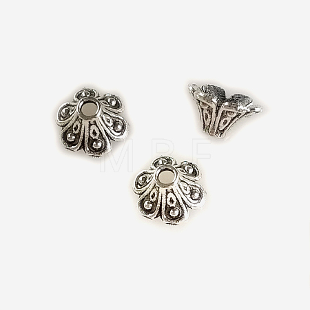 Tibetan Style Alloy Flower Bell Filigree Bead Caps PALLOY-ZN3282-AS-RS-1