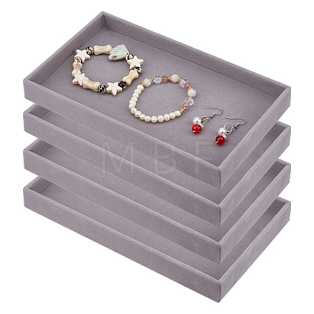 Rectangle Velvet Jewelry Display Trays for Rings ODIS-WH0113-14B-1