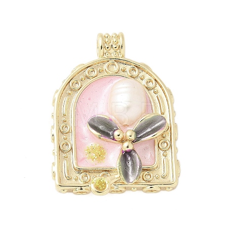 Brass Enamel Pendants KK-F886-01G-06-1