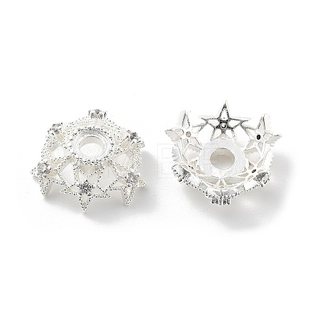 Brass Micro Pave Clear Cubic Zirconia Bead Caps KK-R216-03S-01-1