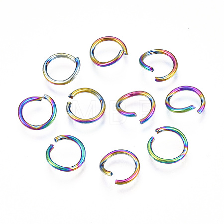 Ion Plating(IP) Rainbow Color 304 Stainless Steel Open Jump Rings X-STAS-N098-062B-01-1