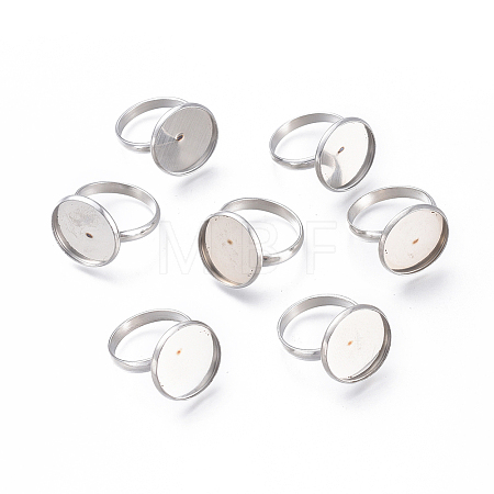 Tarnish Resistant Adjustable 304 Stainless Steel Finger Rings Components STAS-L193-P-16mm-1