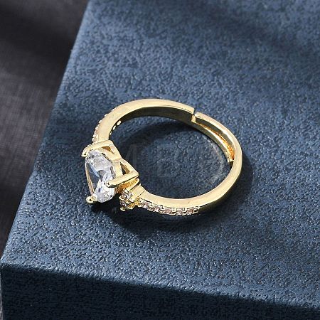 Brass Micro Pave Cubic Zirconia Cuff Open Rings CU-CBA5C10-09G-1