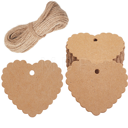 100Pcs Lace Edged Heart Paper Gift Tags CDIS-CP0001-01B-1