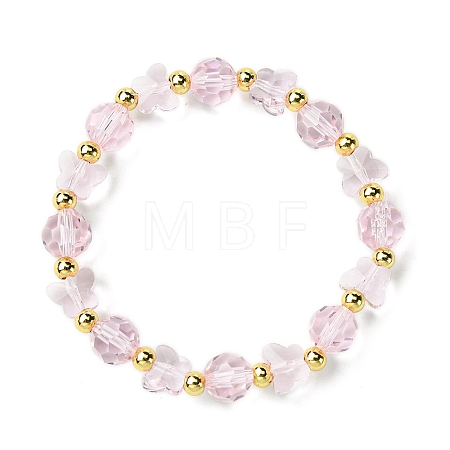 Butterfly & Faceted Round Glass Beaded Stretch Bracelets for Women BJEW-FS00002-1