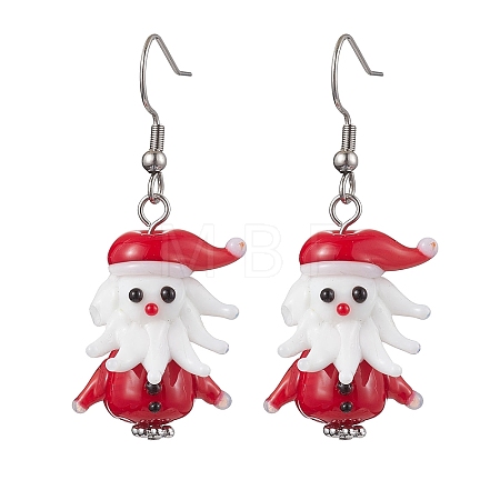 Christmas Theme Glass Dangle Earrings EJEW-TA00475-01-1