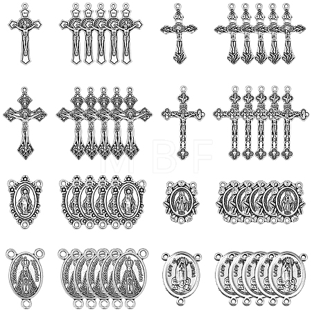 24Pcs 4 Styles Tibetan Style Religion Alloy Virgin Chandelier Component Links FIND-SC0024-31-1