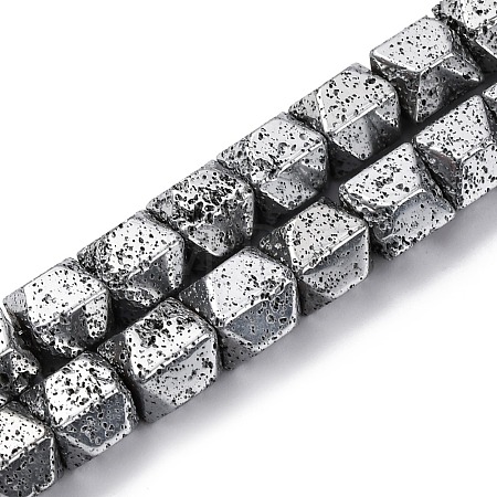 Electroplated Natural Lava Rock Beads Strands G-A256-D01-01A-1