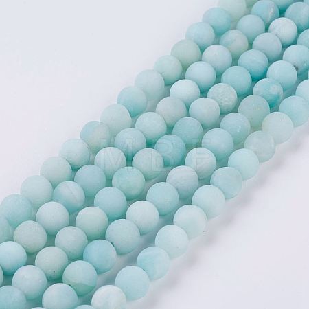 Natural Amazonite Beads Strands G-J376-19F-8mm-1