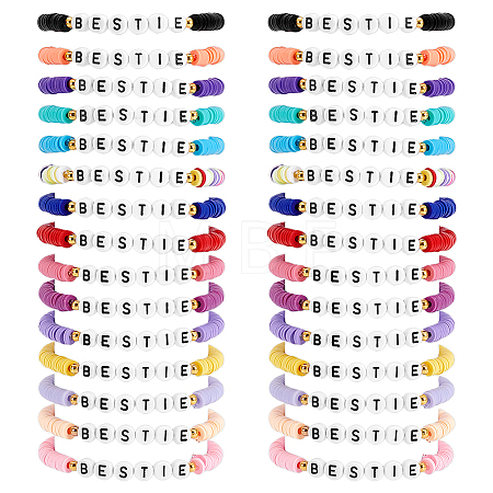 30Pcs Handmade Polymer Clay & Acrylic Bead Bracelets BJEW-PH02007-1