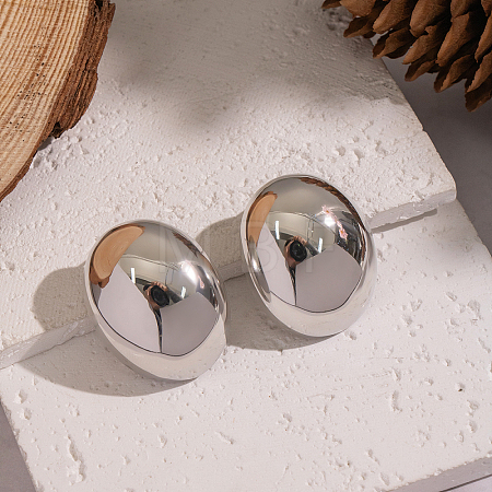 Minimalist Oval 304 Stainless Steel Stud Earrings UN0221-2-1