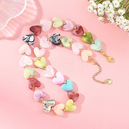 Acrylic Beads & CCB Plastic Beads Beaded Necklaces for Women AC-NJEW-JN06383-1