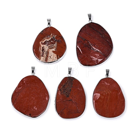 Natural Red Jasper Pendants G-N362-04P-03-1