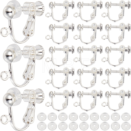 36Pcs Brass Screw On Clip-on Earring Findings KK-SP0001-18S-1