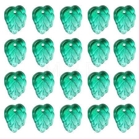 Autumn Theme Two-Tone Transparent Glass Charms GLAA-YW0001-53E-1