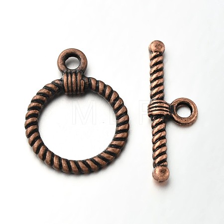 Tibetan Style Alloy Ring Toggle Clasps PALLOY-N0112-01R-1