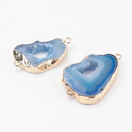 Electroplate Natural Druzy Geode Quartz Crystal Links connectors G-K189-04B-1