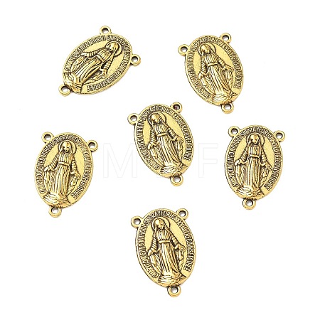 Holy Oval Carved Virgin Mary Tibetan Style Alloy Chandelier Component Links TIBEP-LF0961YKG-AG-FF-1